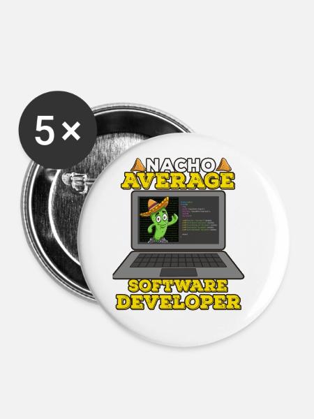 Cinco De Mayo Software Entwickler - Buttons groß 56 mm (5er Pack) - Weiß