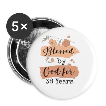 Geburtstag 38 Geschenk Spruch Lustig - Buttons groß 56 mm (5er Pack) - Weiß - Vorne