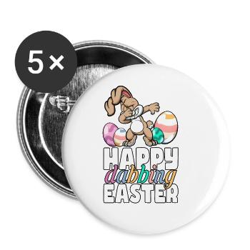 Happy dabbing Easter - Frohe Ostern - Buttons groß 56 mm (5er Pack) - Weiß - Vorne