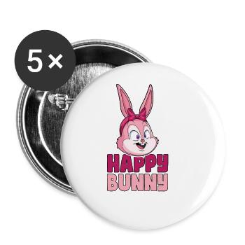 Lustiger Osterhase - Mädchen Girl Rosa - Buttons groß 56 mm (5er Pack) - Weiß - Vorne