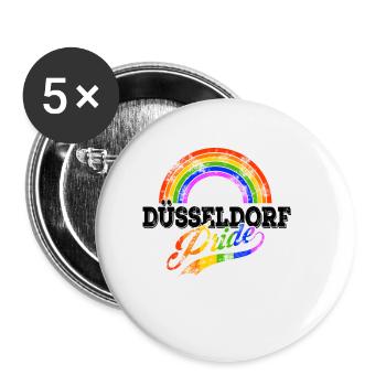 Pride Düsseldorf - Buttons groß 56 mm (5er Pack) - Weiß - Vorne