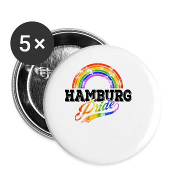 Pride Hamburg - Buttons groß 56 mm (5er Pack) - Weiß - Vorne