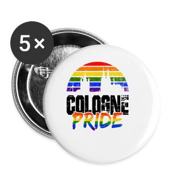 Fierté Cologne - Lot de 5 grands badges (56 mm) - blanc - Devant