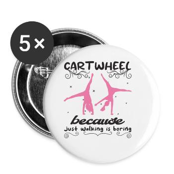 Roue de chariot acrobatique de gymnastique cool - Lot de 5 grands badges (56 mm) - blanc - Devant
