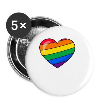 Fierté Cœur LGBTQ - Lot de 5 grands badges (56 mm) - blanc - Devant