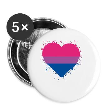 Pride LGBTQ Herz Bisexuell - Buttons groß 56 mm (5er Pack) - Weiß - Vorne