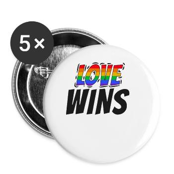 Proud LGBTQ. Love wins - Buttons large 2.2''/56 mm (5-pack) - white - Front