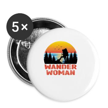 Wander Women in der Natur - Buttons groß 56 mm (5er Pack) - Weiß - Vorne