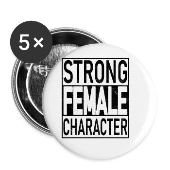 Starker weiblicher Charakter - Buttons groß 56 mm (5er Pack) - Weiß - Vorne