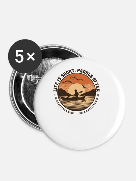 Kanu Canadier-Canoe Kajak Paddle-Life - Buttons groß 56 mm (5er Pack) - Weiß