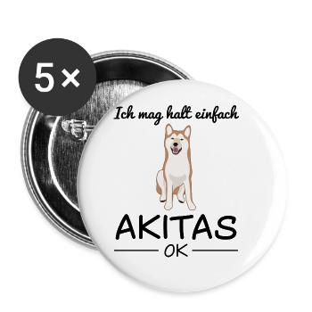 Akita Inu Hund Hundeliebhaber Spruch Geschenk - Buttons groß 56 mm (5er Pack) - Weiß - Vorne