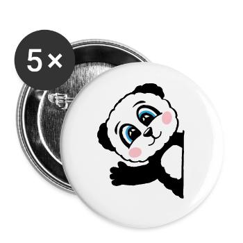 Panda Pandabär Geschenk Damen Herren Kinder - Buttons groß 56 mm (5er Pack) - Weiß - Vorne