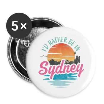 Je préfère être à Sydney - Lot de 5 grands badges (56 mm) - blanc - Devant
