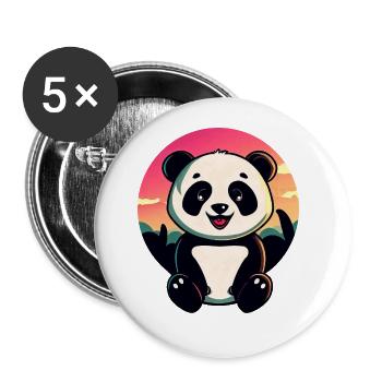 Mignon Panda Sunset Design - Lot de 5 grands badges (56 mm) - blanc - Devant