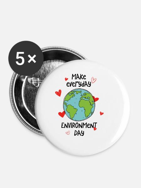 Make everyday environment day - Buttons groß 56 mm (5er Pack) - Weiß