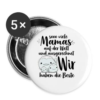 So viele Mamas auf der Welt Muttertag Geschenk - Buttons groß 56 mm (5er Pack) - Weiß - Vorne