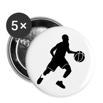 Basketballer Silhouette - Buttons groß 56 mm (5er Pack) - Weiß - Vorne