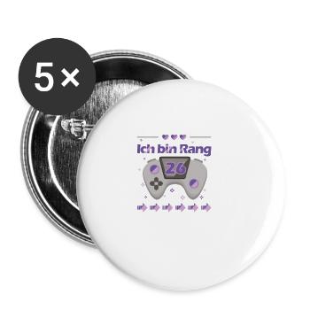 26. Geburtstag Gamer Gaming Videospiele Shirt - Buttons groß 56 mm (5er Pack) - Weiß - Vorne