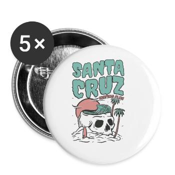Santa Cruz Californie vintage rétro Surfing City - Lot de 5 grands badges (56 mm) - blanc - Devant