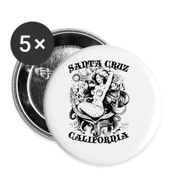 Santa Cruz Californie vintage rétro Surfing City - Lot de 5 grands badges (56 mm) - blanc - Devant