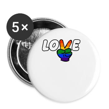 Pride LGBT love wins, we are queer and proud - Buttons large 2.2''/56 mm (5-pack) - white - Front