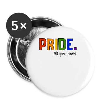 Pride LGBT love wins, we are queer and proud - Buttons large 2.2''/56 mm (5-pack) - white - Front