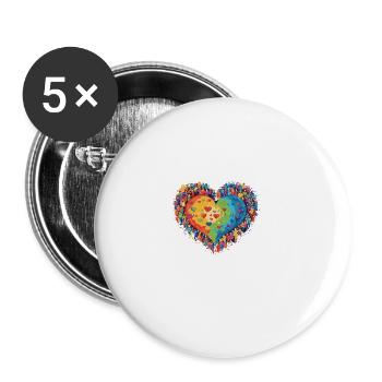 Regenbogenfarbe Herz LGBTQ Liebe & Rechte - Buttons groß 56 mm (5er Pack) - Weiß - Vorne
