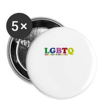 LGBTQ et fiers pour toujours - Rainbow LGBT Rights - Lot de 5 grands badges (56 mm) - blanc - Devant