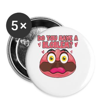 Blobfish Kostüm - Hässliches Blob Fischgesicht - - Buttons groß 56 mm (5er Pack) - Weiß - Vorne