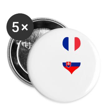Slowakei und Frankreich 100% genial Design Flaggen - Buttons groß 56 mm (5er Pack) - Weiß - Vorne