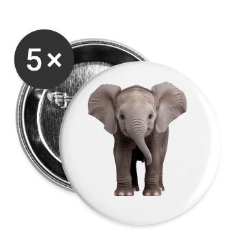 Bébé éléphant Elefant - Lot de 5 grands badges (56 mm) - blanc - Devant