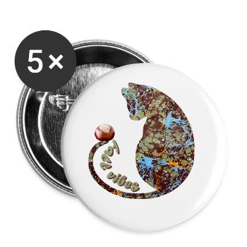 katze mit kastanie e 85 - Buttons groß 56 mm (5er Pack) - Weiß - Vorne