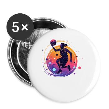 BASKETBALL pour toujours! - Lot de 5 grands badges (56 mm) - blanc - Devant