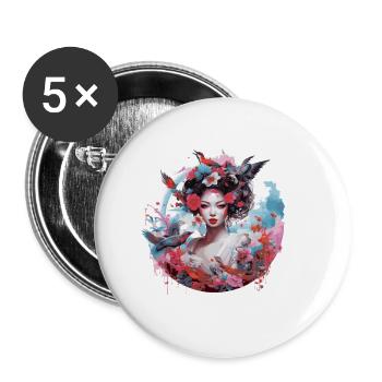 Geisha du Japon - Lot de 5 grands badges (56 mm) - blanc - Devant
