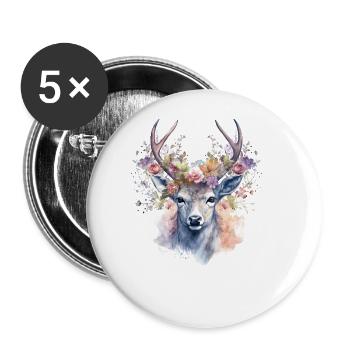 Ersatz Dirndl Hirschgeweih Hirsch - Buttons groß 56 mm (5er Pack) - Weiß - Vorne