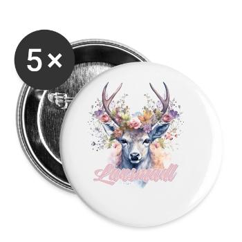 Lausmadl Mädchen Damen Trachtenshirt Kind Madl - Buttons groß 56 mm (5er Pack) - Weiß - Vorne