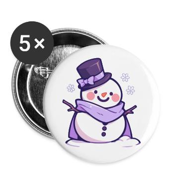 Süßer Weihnachts Schneemann - Festtags-Design - Buttons groß 56 mm (5er Pack) - Weiß - Vorne
