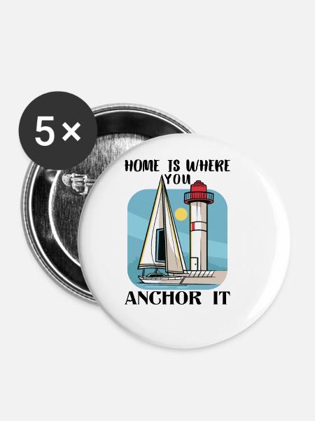 Segler Segelboot Zubehör Segelschiff - Buttons groß 56 mm (5er Pack) - Weiß
