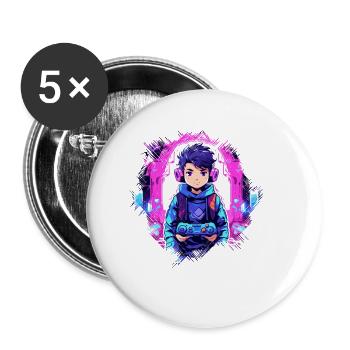 Gaming ist mein Leben - Buttons groß 56 mm (5er Pack) - Weiß - Vorne
