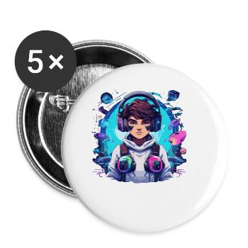 Gaming ist mein Leben - Buttons groß 56 mm (5er Pack) - Weiß - Vorne