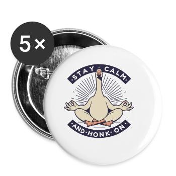 Ruhig bleiben Gans - Buttons groß 56 mm (5er Pack) - Weiß - Vorne