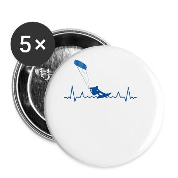 Kitesurf Kiteboard Kitesurfing Kitesurf Heartbeat - Buttons large 2.2''/56 mm (5-pack) - white - Front