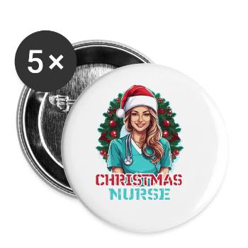 Frohe Weihnachten Krankenschwester - Buttons groß 56 mm (5er Pack) - Weiß - Vorne