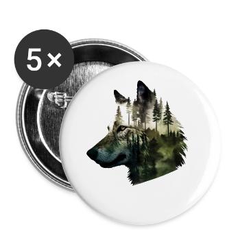 Wolf - Buttons large 2.2''/56 mm (5-pack) - white - Front