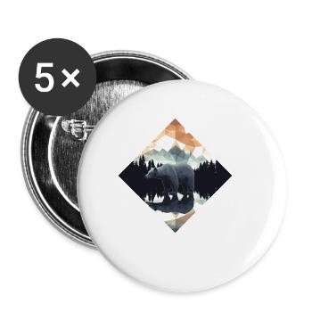 Abstract Bear in the Mountains - Buttons large 2.2''/56 mm (5-pack) - white - Front