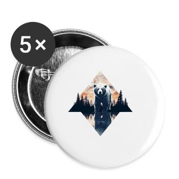 Abstract bear in the mountains - Buttons large 2.2''/56 mm (5-pack) - white - Front