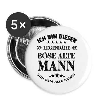 Ich bin dieser Legendäre Böse Mann lustiger Spruch - Buttons groß 56 mm (5er Pack) - Weiß - Vorne