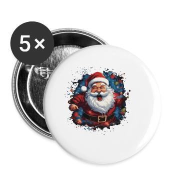 Funny Santa Claus for Christmas - Buttons large 2.2''/56 mm (5-pack) - white - Front