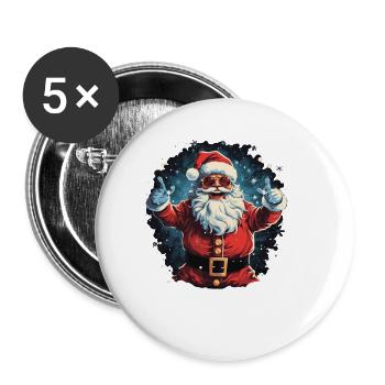 Funny Santa Claus for Christmas - Buttons large 2.2''/56 mm (5-pack) - white - Front