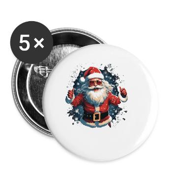 Funny Santa Claus for Christmas - Buttons large 2.2''/56 mm (5-pack) - white - Front